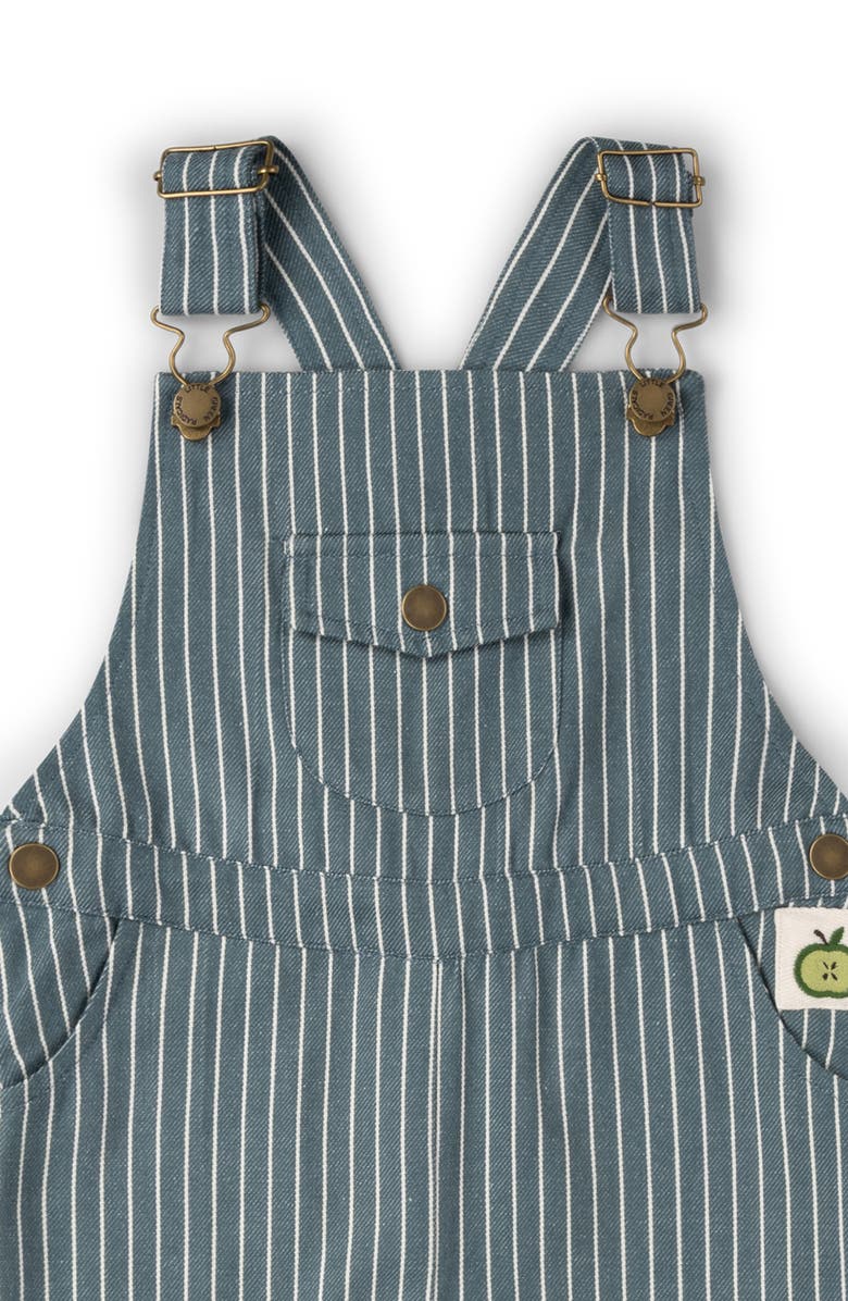 Little Green Radicals Kids' Stripe Organic Cotton Twill Overalls, Alternate, color, Navy