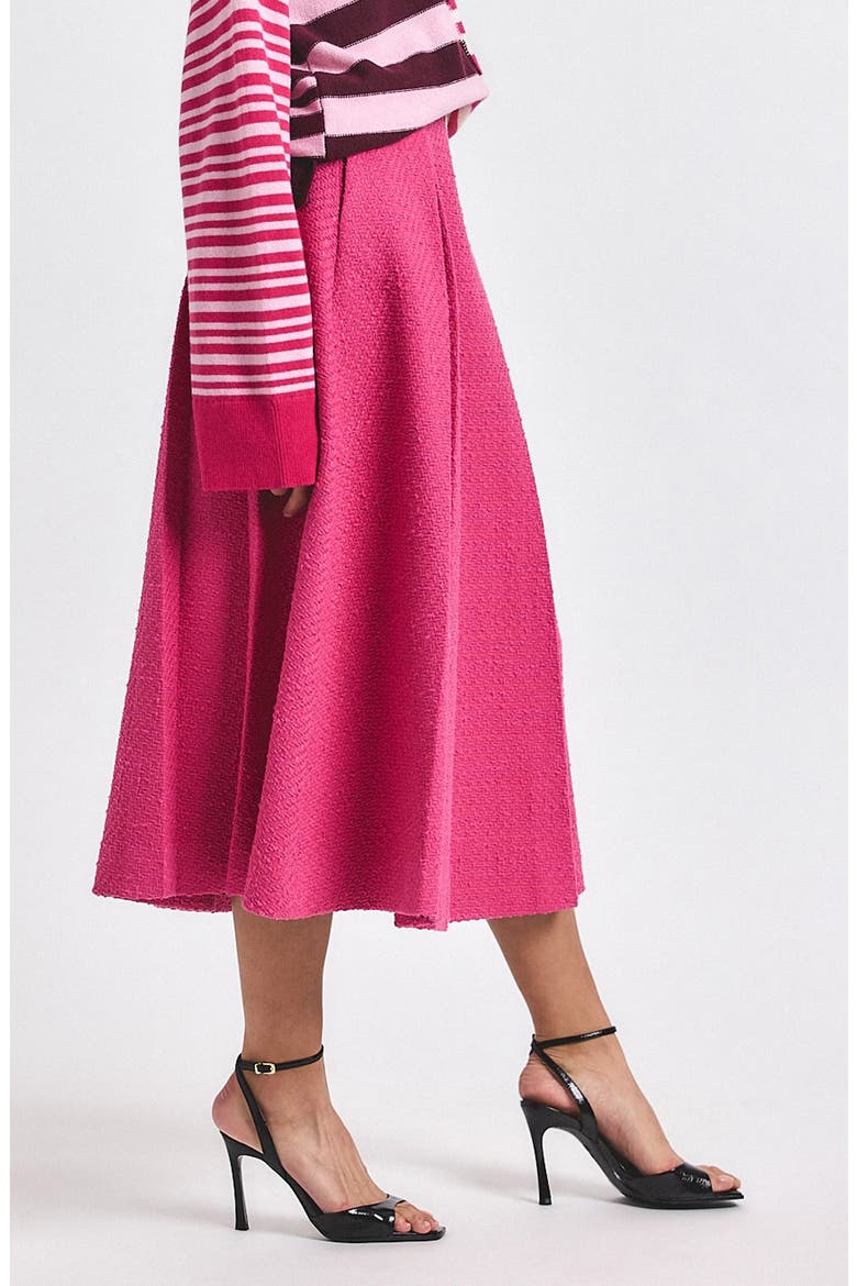 Fenella Tweed Midi Skirt, Alternate, color, FRENCH ROSE