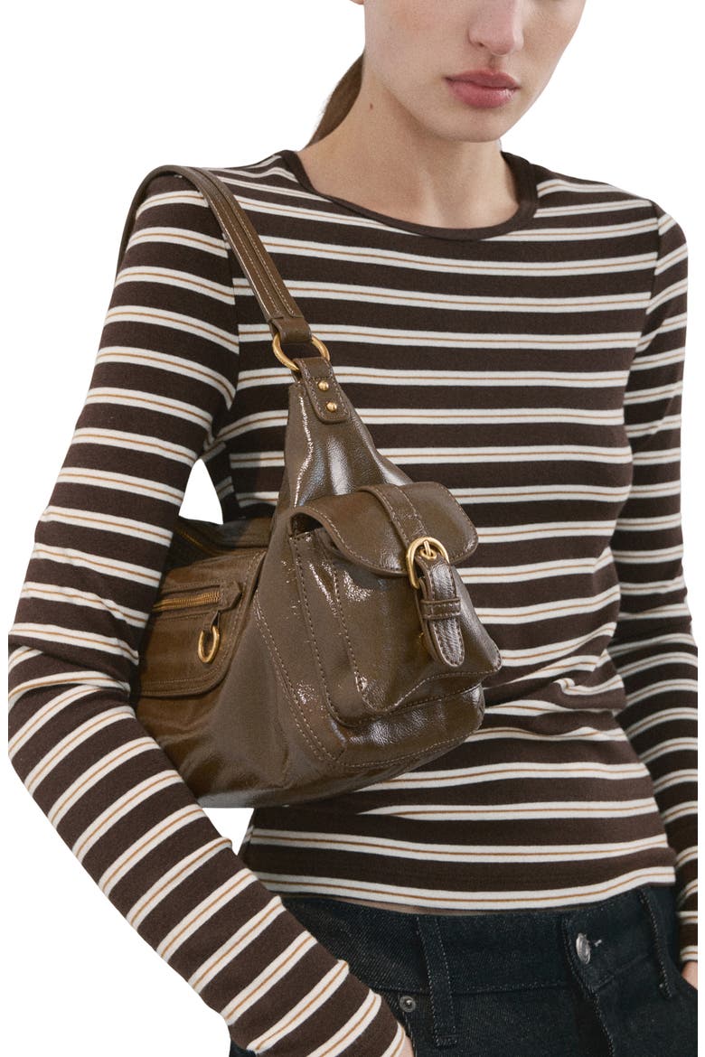 Stripe Long Sleeve T-Shirt, Main, color, BROWN