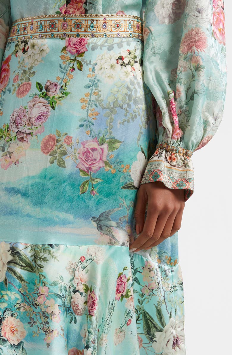 Camilla The Jewelry Museum Tiered Ruffle Silk Satin Maxi Skirt, Alternate, color, 