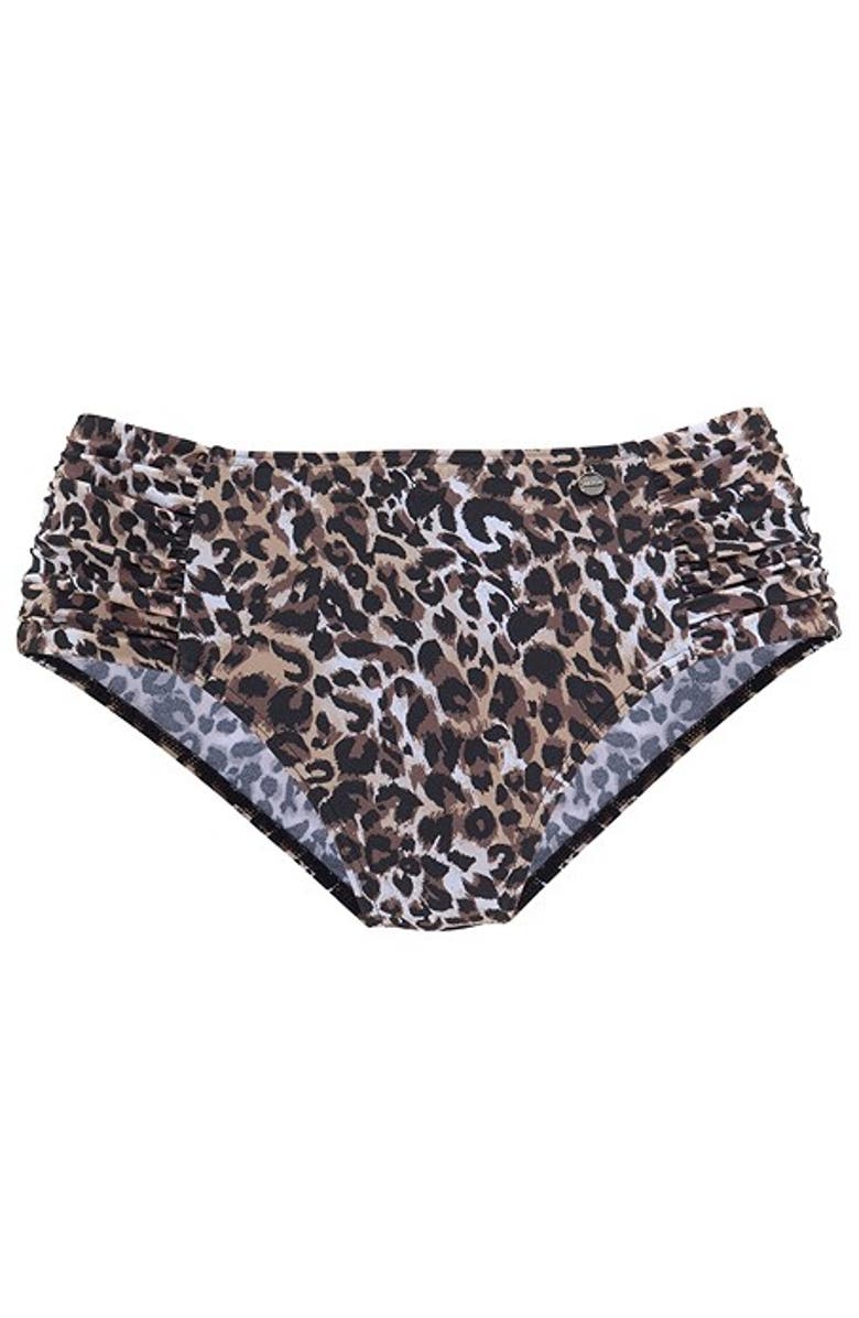 LASCANA Print Mid Rise Bikini Bottom, Alternate, color, Leopard