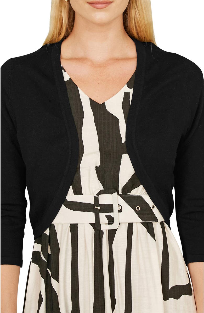 Yumi Knitted Curve Bolero, Alternate, color, Black