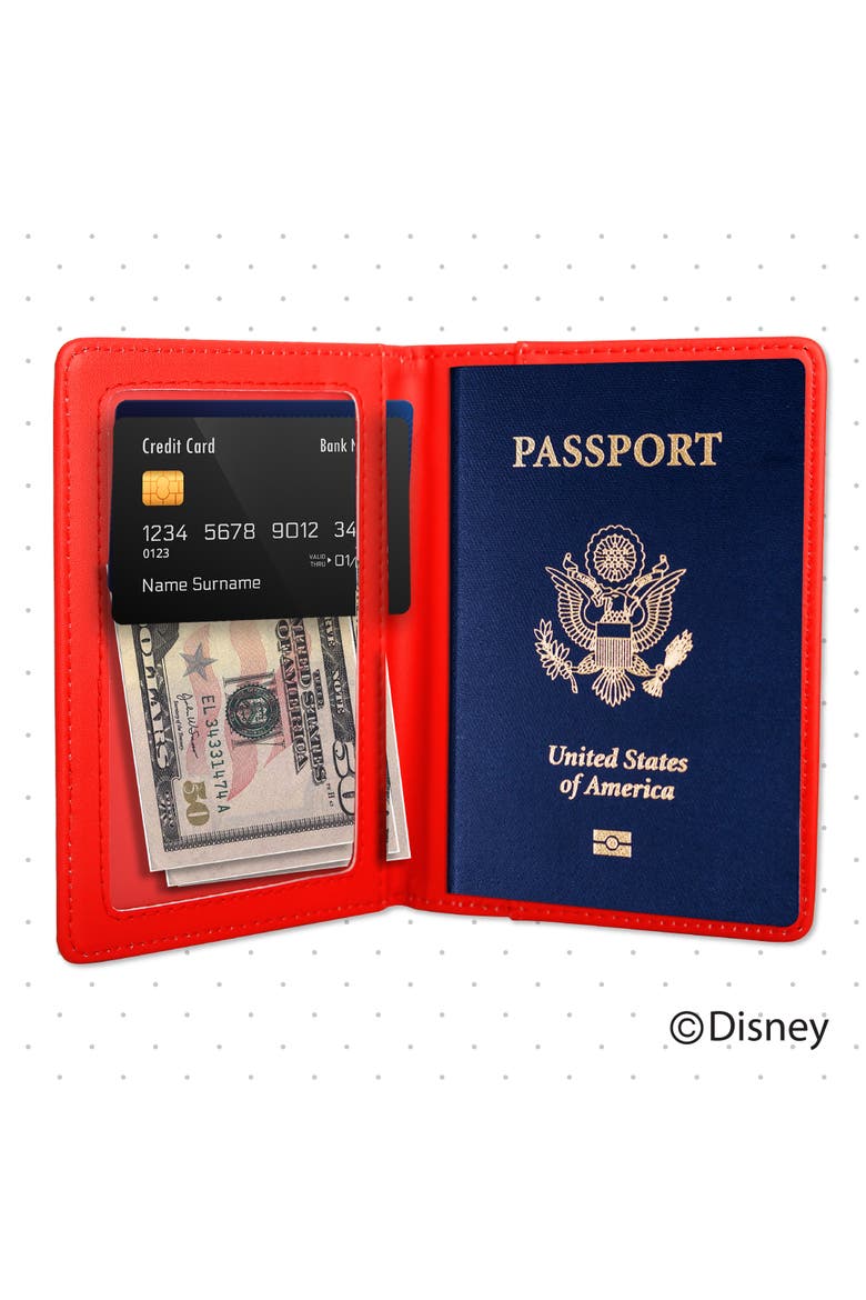 Mickey & Minnie Passport Holder, Alternate, color, White, red, black