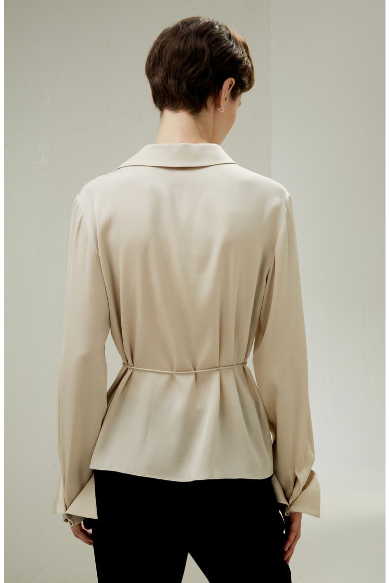 Asymmetrical Shirt with Waist Tie, Alternate, color, Cream