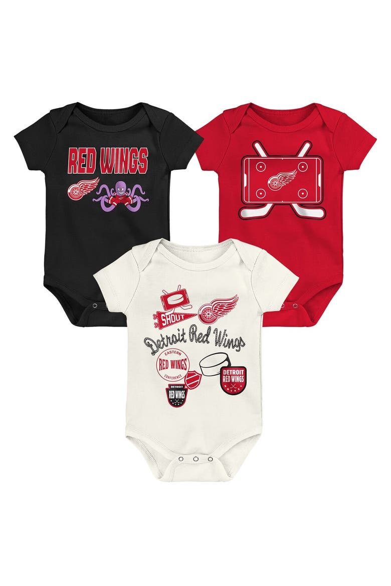Infant & Newborn Outerstuff Detroit Red Wings Littlest Player Three-Pack Bodysuit Set, Main, color, Cream