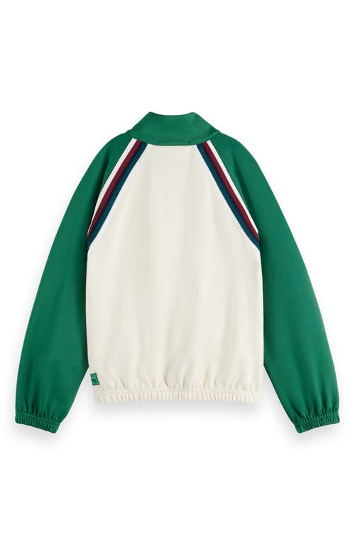 Scotch & Soda Logo Track Jacket In Soft Ice/bright Green
