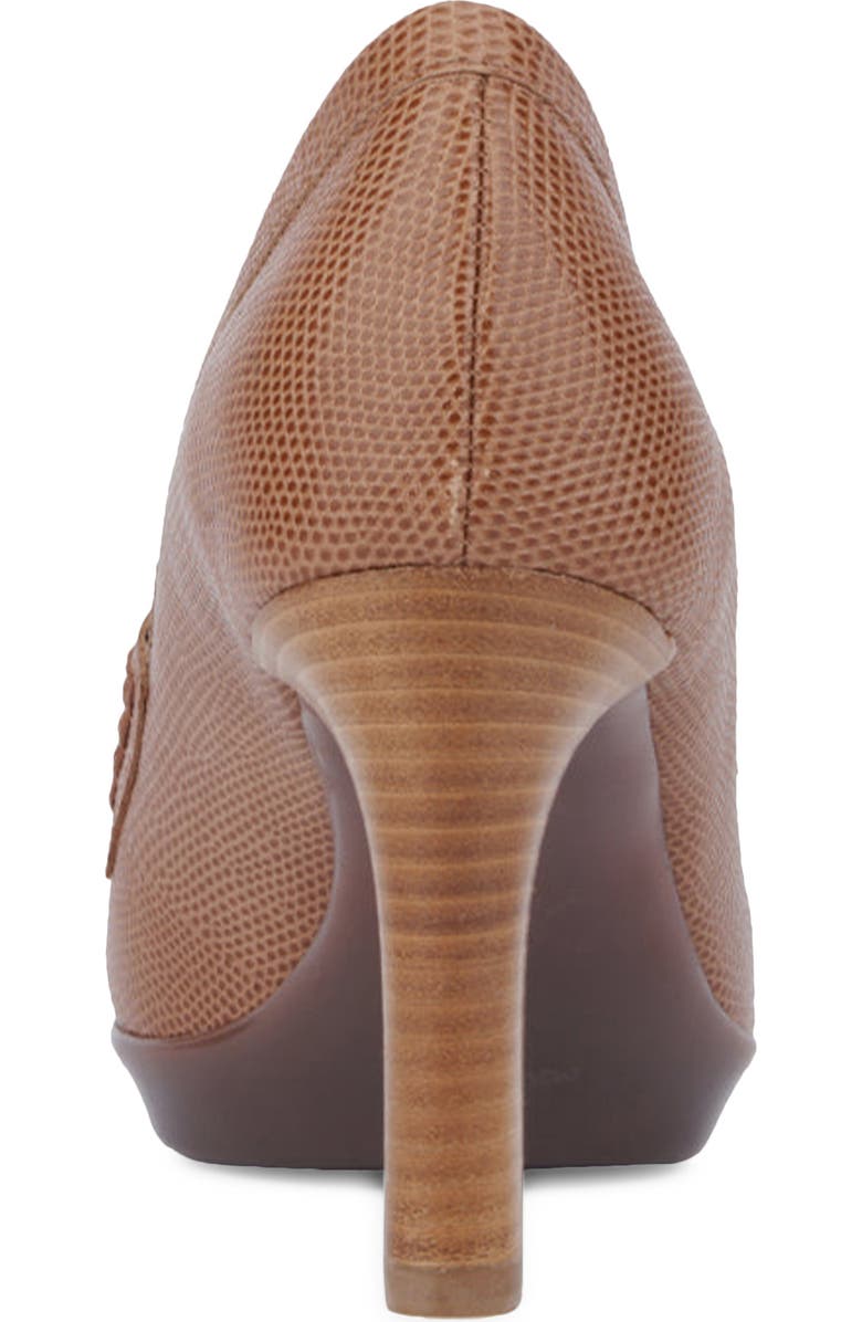 Aquatalia Rella Weatherproof Mini Lizard Embossed Penny Loafer Pump, Alternate, color, Whiskey