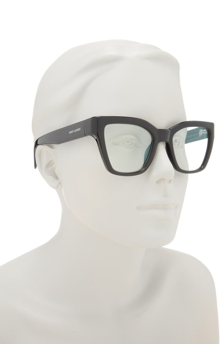 Saint Laurent 52mm Cat Eye Optical Glasses, Alternate, color, Black Black Transparent