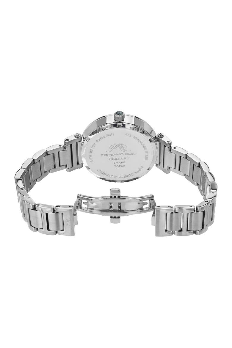 Women's Chantal Topaz Stone Quartz Watch, 38mm, Alternate, color, SILVER