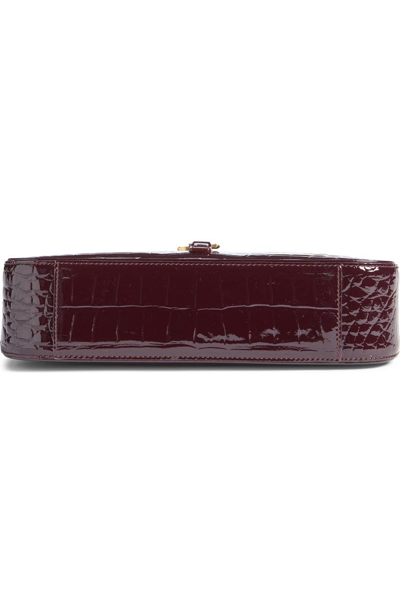 Saint Laurent Le 5 à 7 Croc Embossed Patent Leather Shoulder Bag, Alternate, color, Dark Aubergine