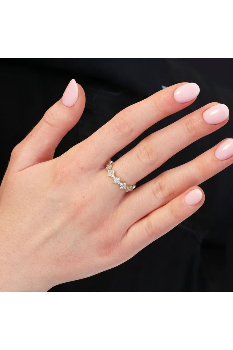 CZ Clover Station Band, Alternate, color, Sterling Silver