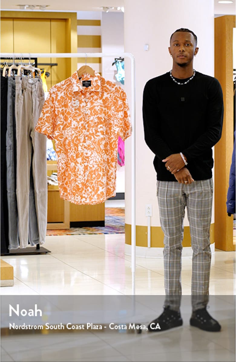 Lanercost Original Fit Floral Short Sleeve Cotton Button-Up Shirt, sales video thumbnail