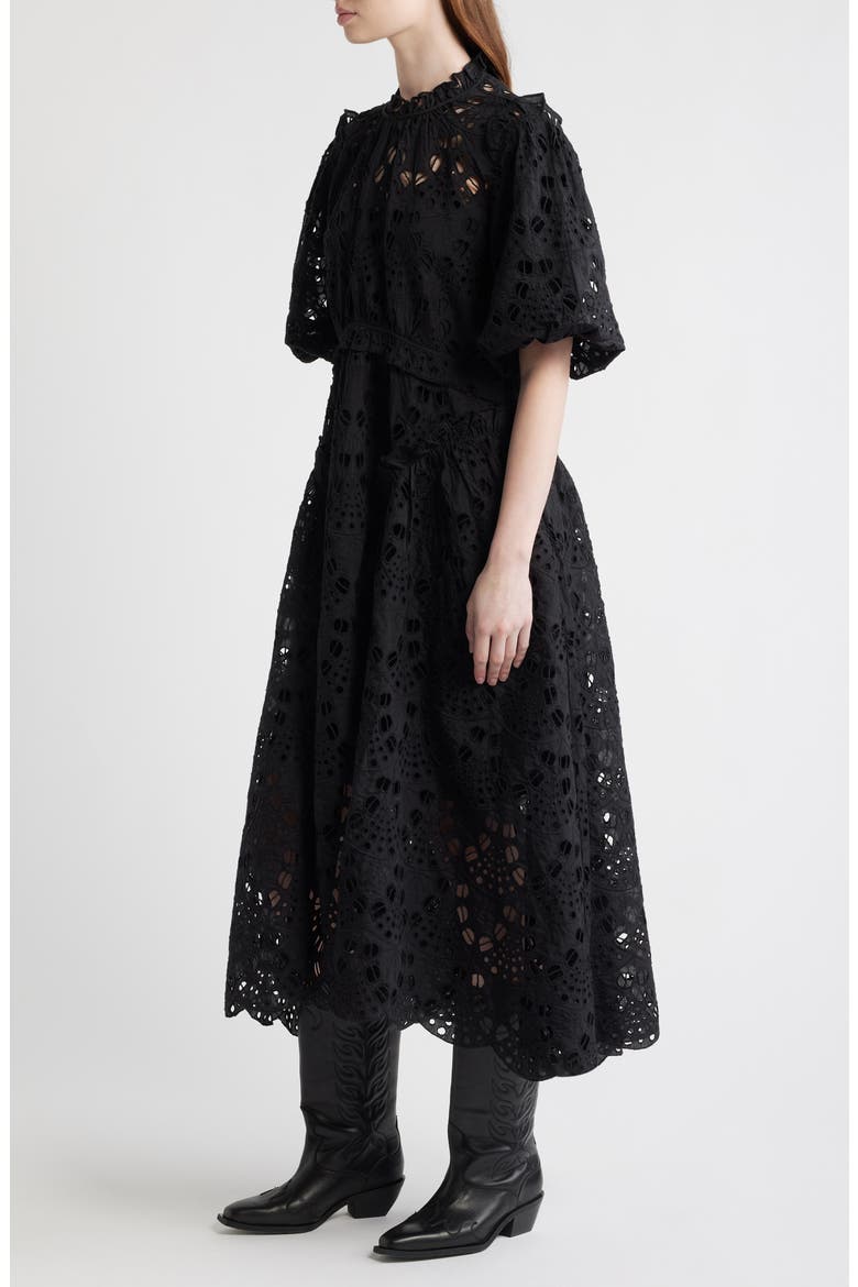 Odette Eyelet Embroidered Dress, Alternate, color, BLACK