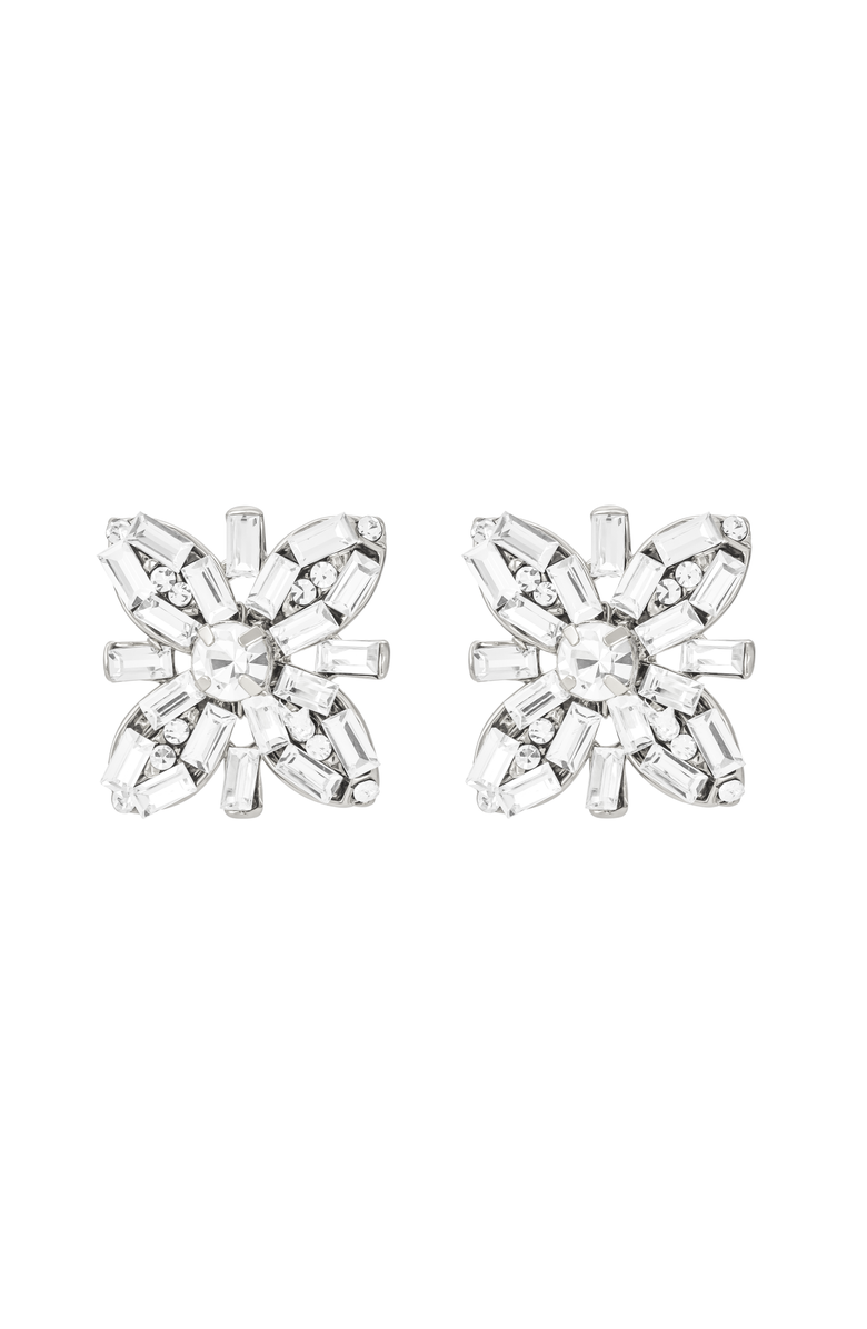 Untamed Petals Quinn Crystal Stud Earrings, Main, color, Silver