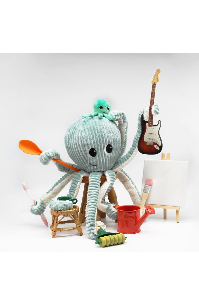Les Ptipotos Octopus Mom & Her Baby  - Secret Keeper Plush Toy, Eco-Friendly, Soft & Washable, Alternate, color, Mint