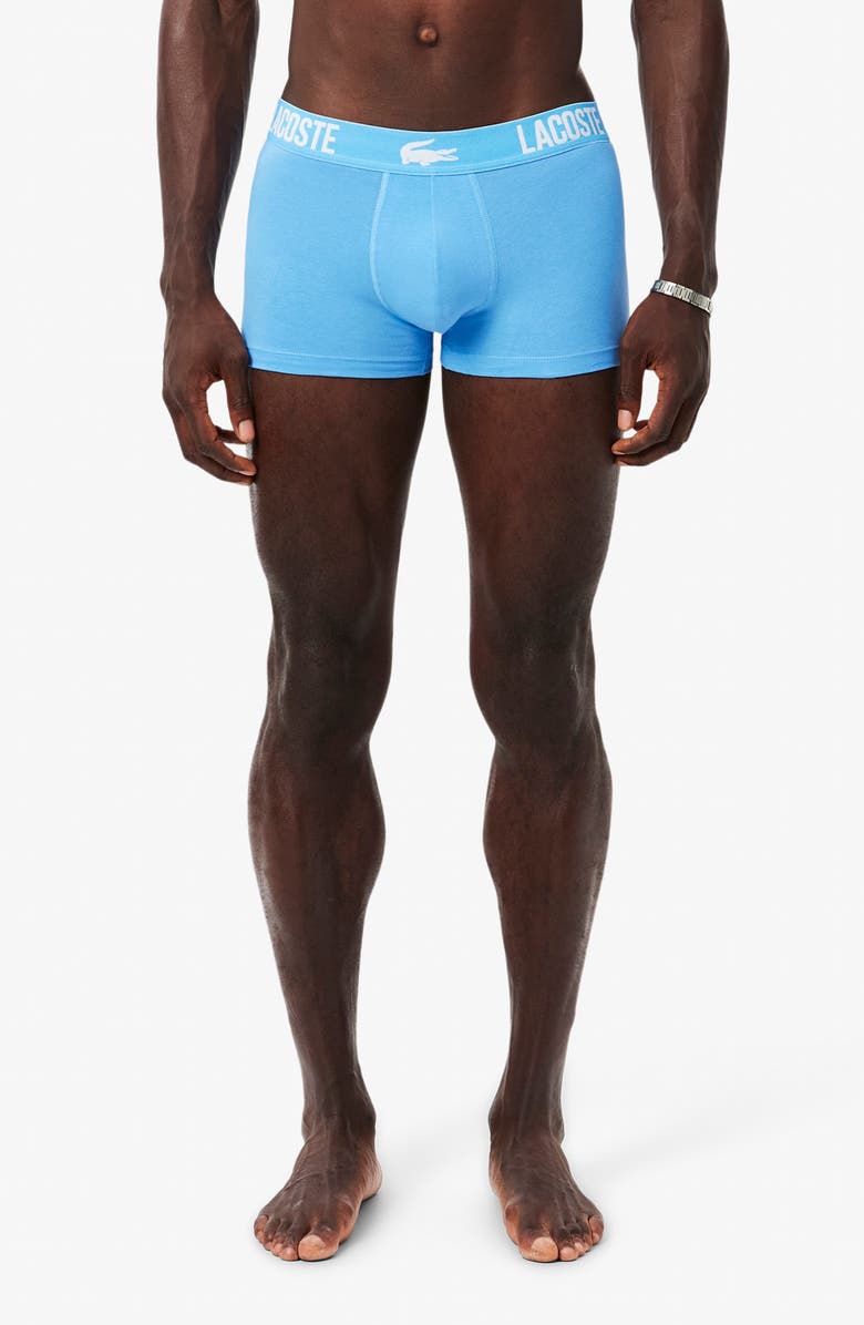 Lacoste Essential Assorted 3-Pack Stretch Cotton Boxer Briefs, Alternate, color, Argentine Blue/ Captain