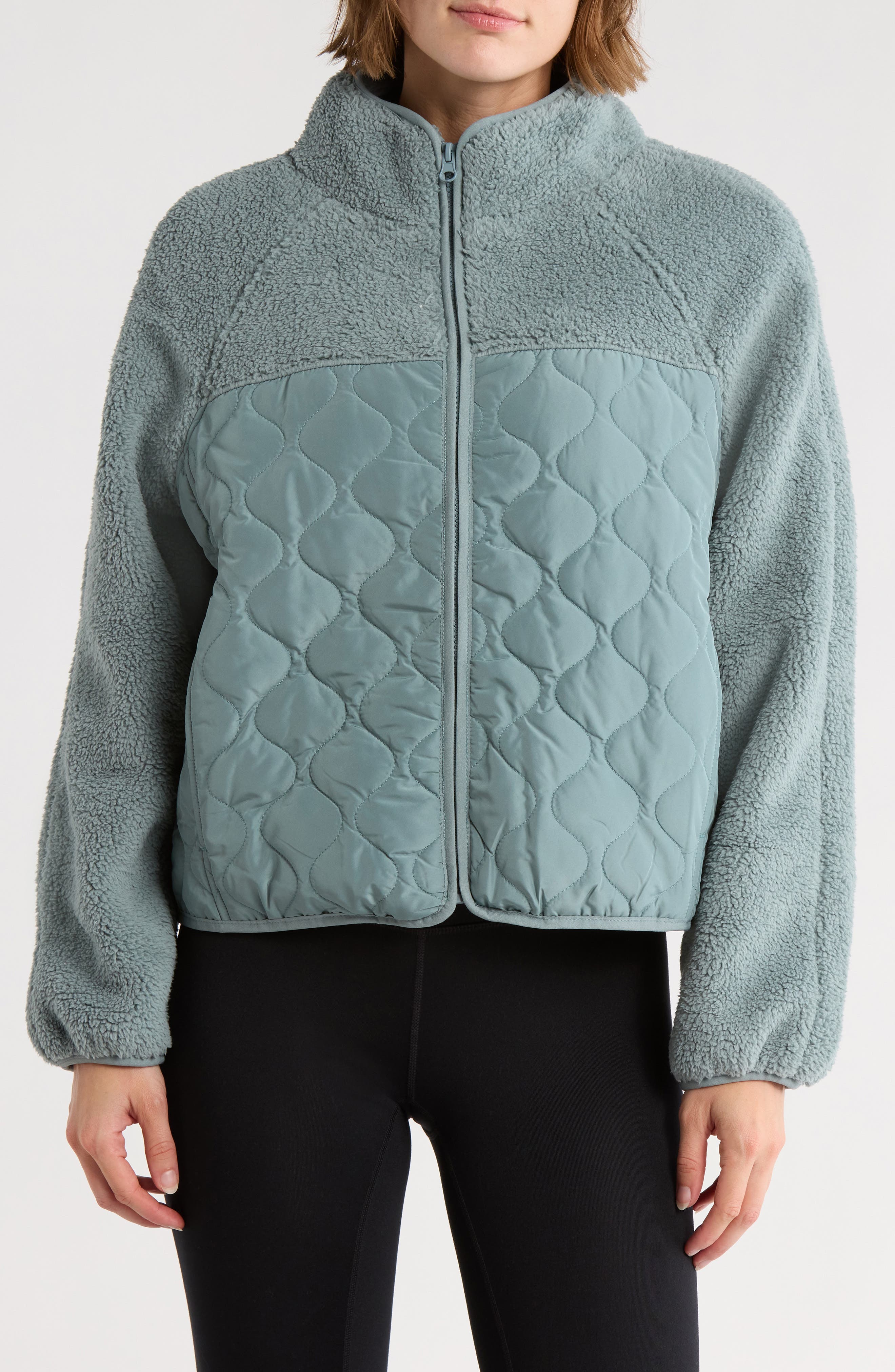 Faux Shearling Mixed Media Jacket