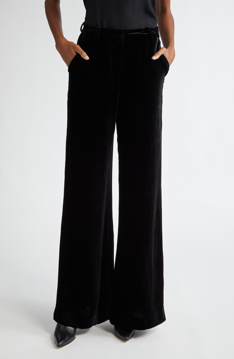 L'AGENCE Pilar Wide Leg Velvet Pants, Main, color,