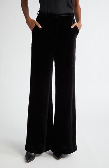 L Agence Maghra Mid-rise Wide-leg Velvet Trousers