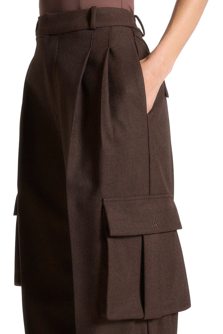 Danielle Tailored Pleated Cargo Trousers, Alternate, color, Brown