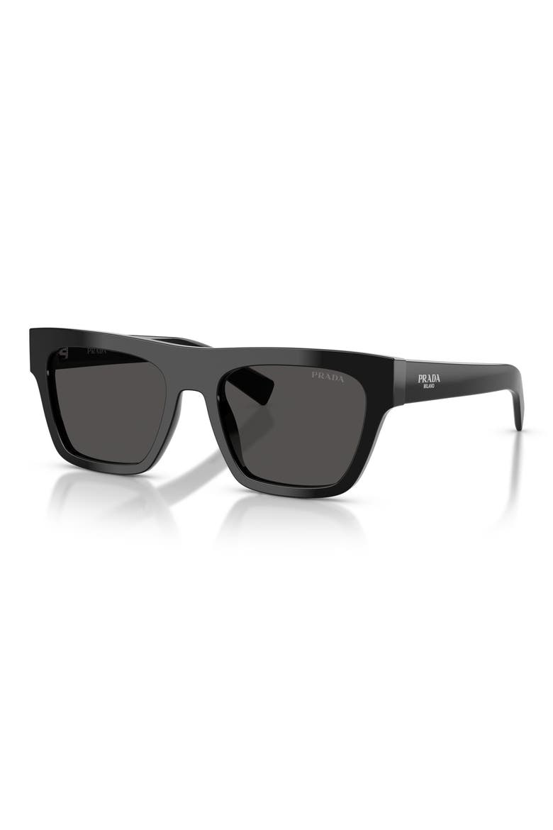 54mm Rectangular Sunglasses, Alternate, color, BLACK / DARK GREY