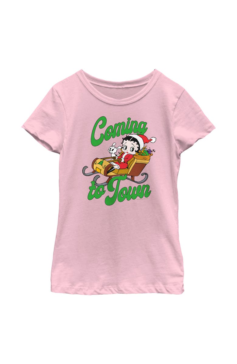 Betty Boop Girl's Betty Boop Christmas Coming to Town Pudgy  Graphic T-Shirt, Main, color, Light Pink