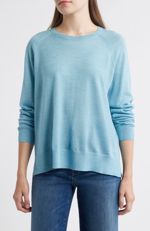 Raglan Sleeve Merino Wool Pullover