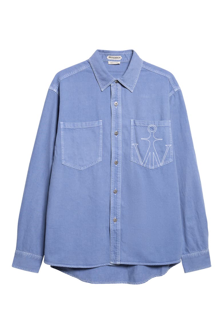 Oversize Cotton Button-Up Shirt, Main, color, FRENCH BLUE