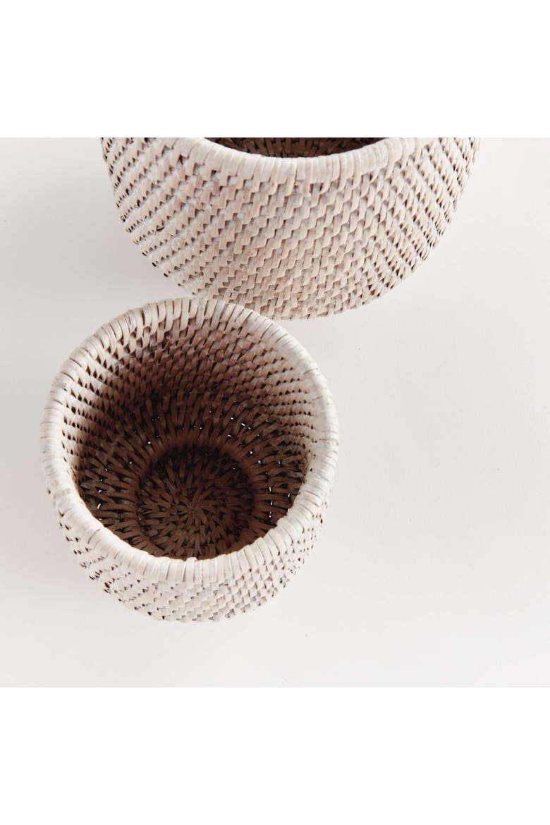 BURMA RATTAN CACHEPOTS SMALL Set of 2, Alternate, color, White