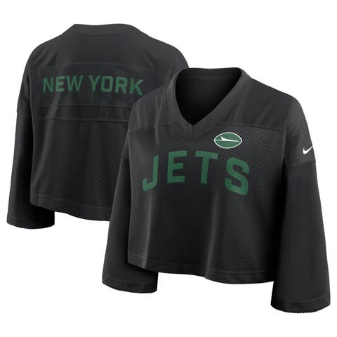 Women's Nike Black New York Jets Wide Receiver Cropped Mesh Dri-FIT Fashion Jersey