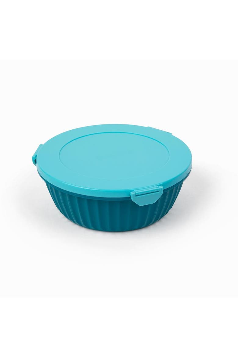 Bento-Style Salad Bowl with 3-Part Divider and Dip Cup, Alternate, color, Lagoon Blue