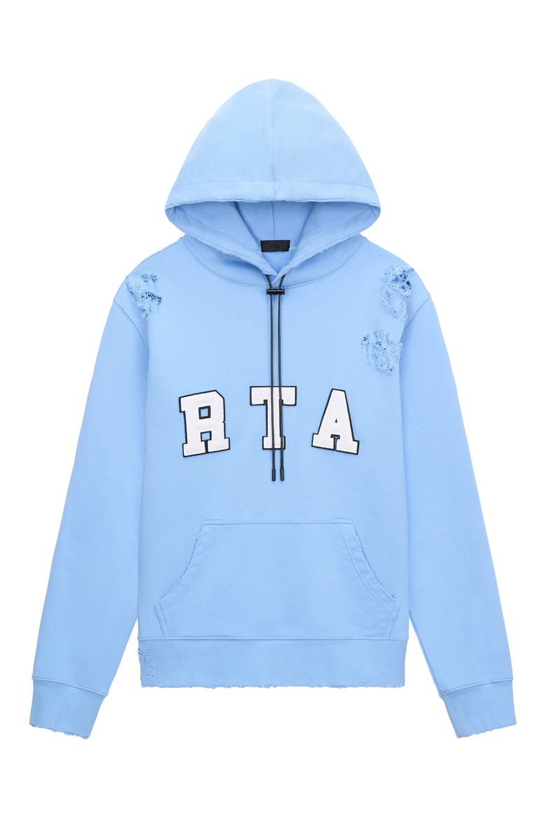 Markus Collegiate Frayed Hoodie, Main, color, SKY BLUE COLLEGIATE