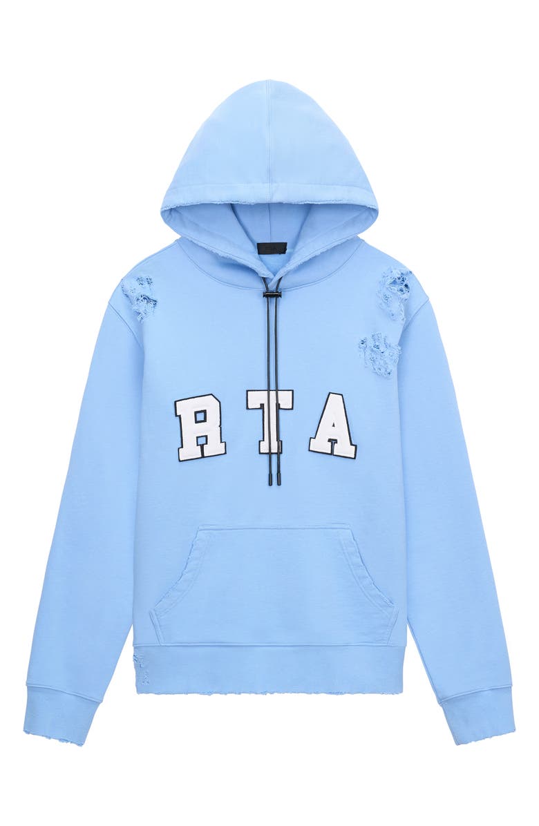 RtA Markus Collegiate Frayed Hoodie, Main, color, Sky Blue Collegiate