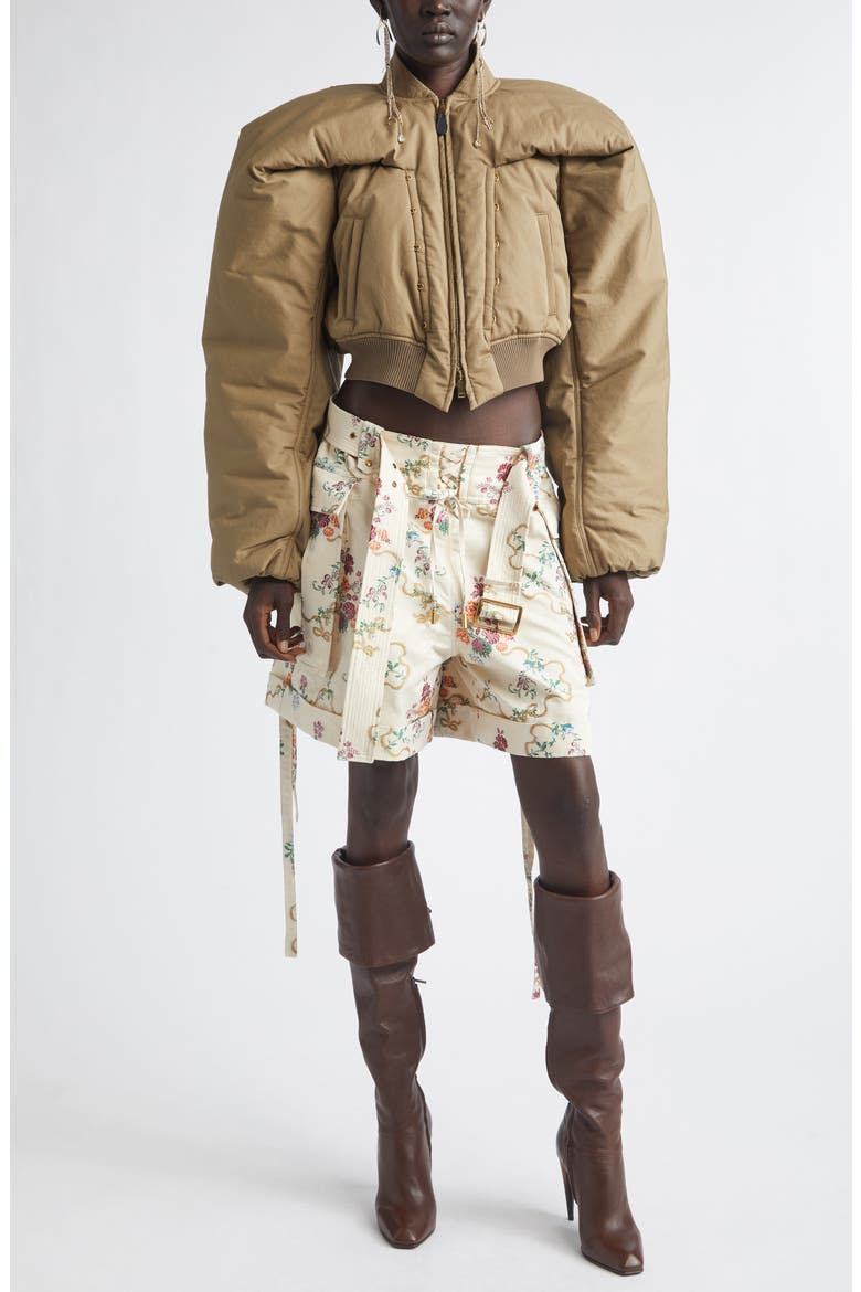 Crop Bomber Jacket, Alternate, color, KHAKI