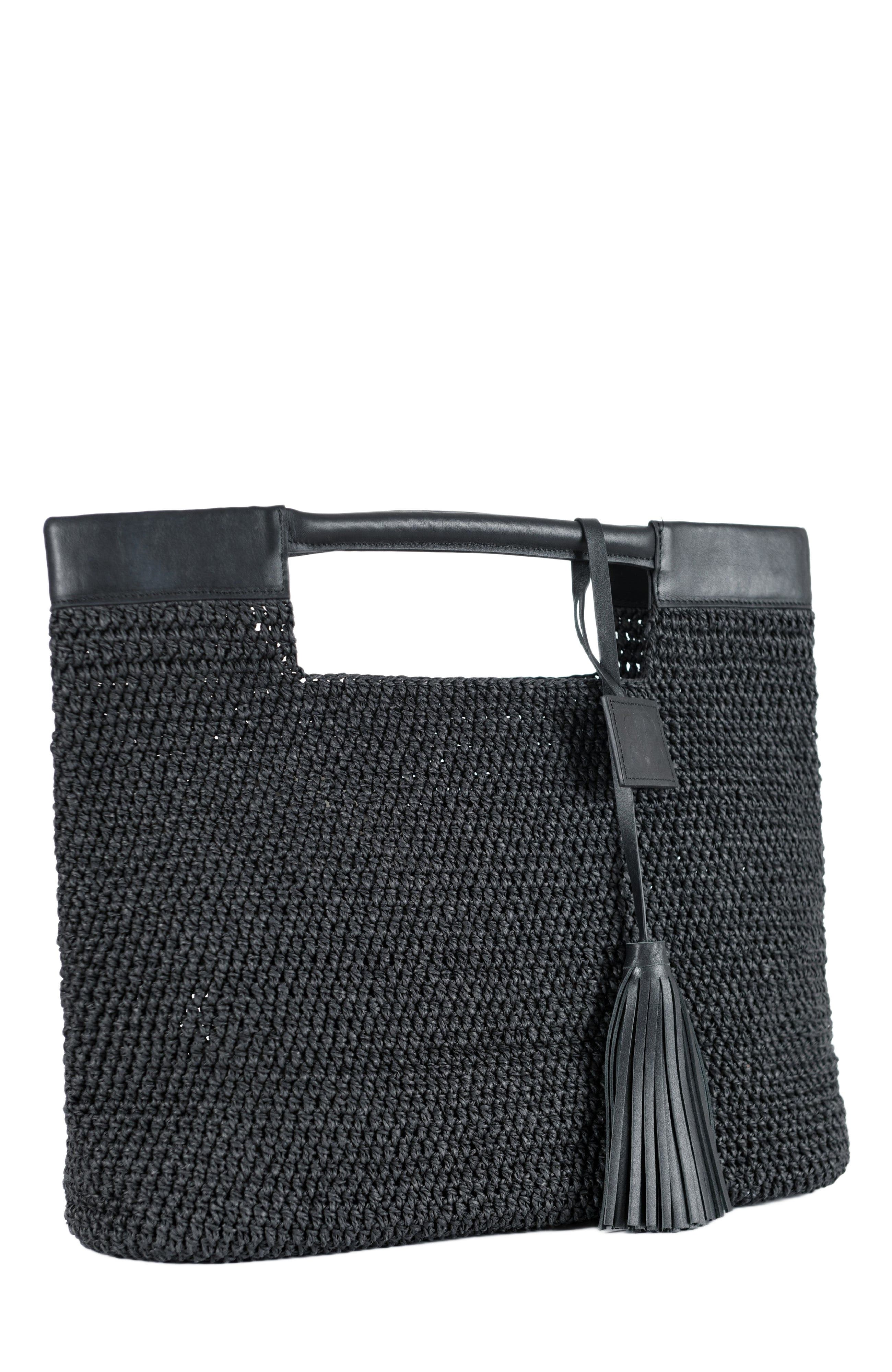 Forever & Always Shoes Gabriella Hand Woven Shoulder Bag with Leather Straps, Alternate, color, 