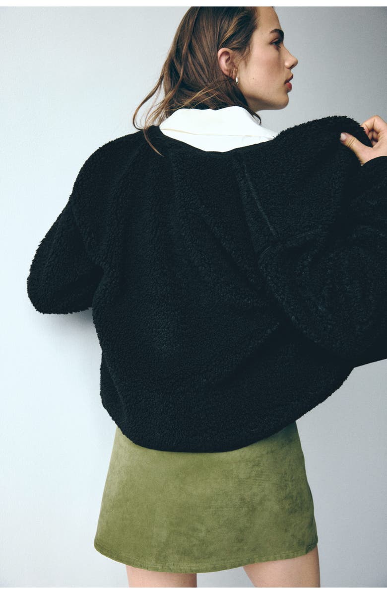 H&M Teddy Jacket, Alternate, color, Black