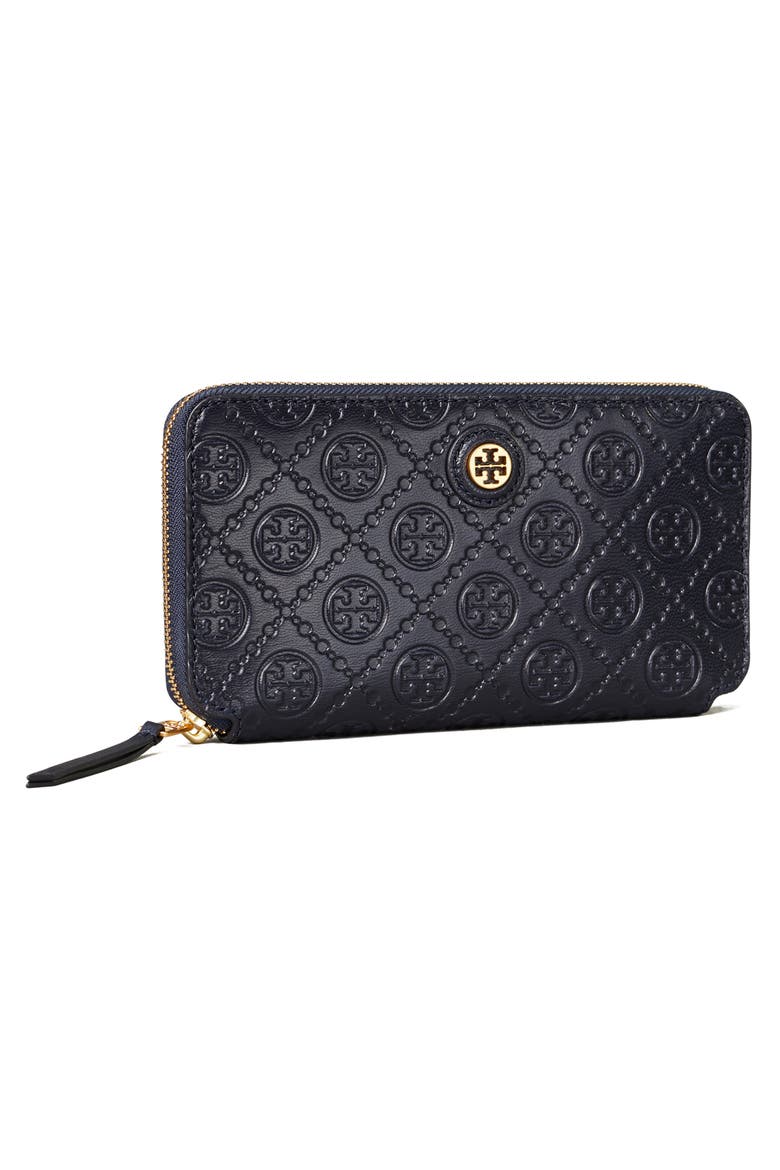 T Monogram Leather Continental Wallet, Alternate, color, MIDNIGHT