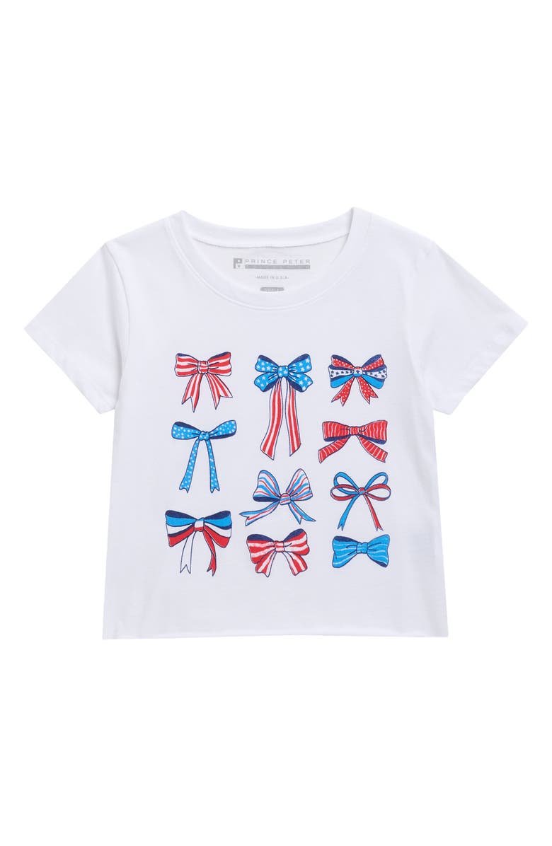 Prince Peter American Bow Crop Tee, Main, color, White
