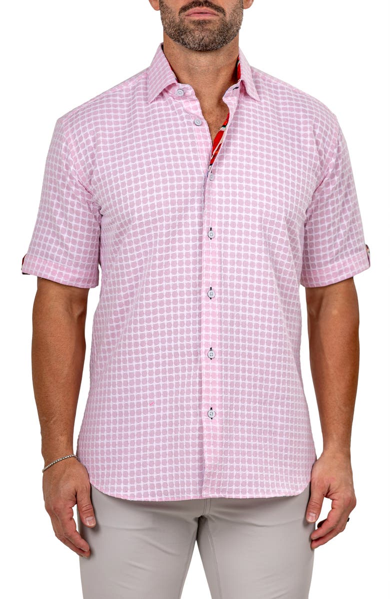 Maceoo Galileo Marthy Short Sleeve Button-Up Shirt, Main, color, Pink
