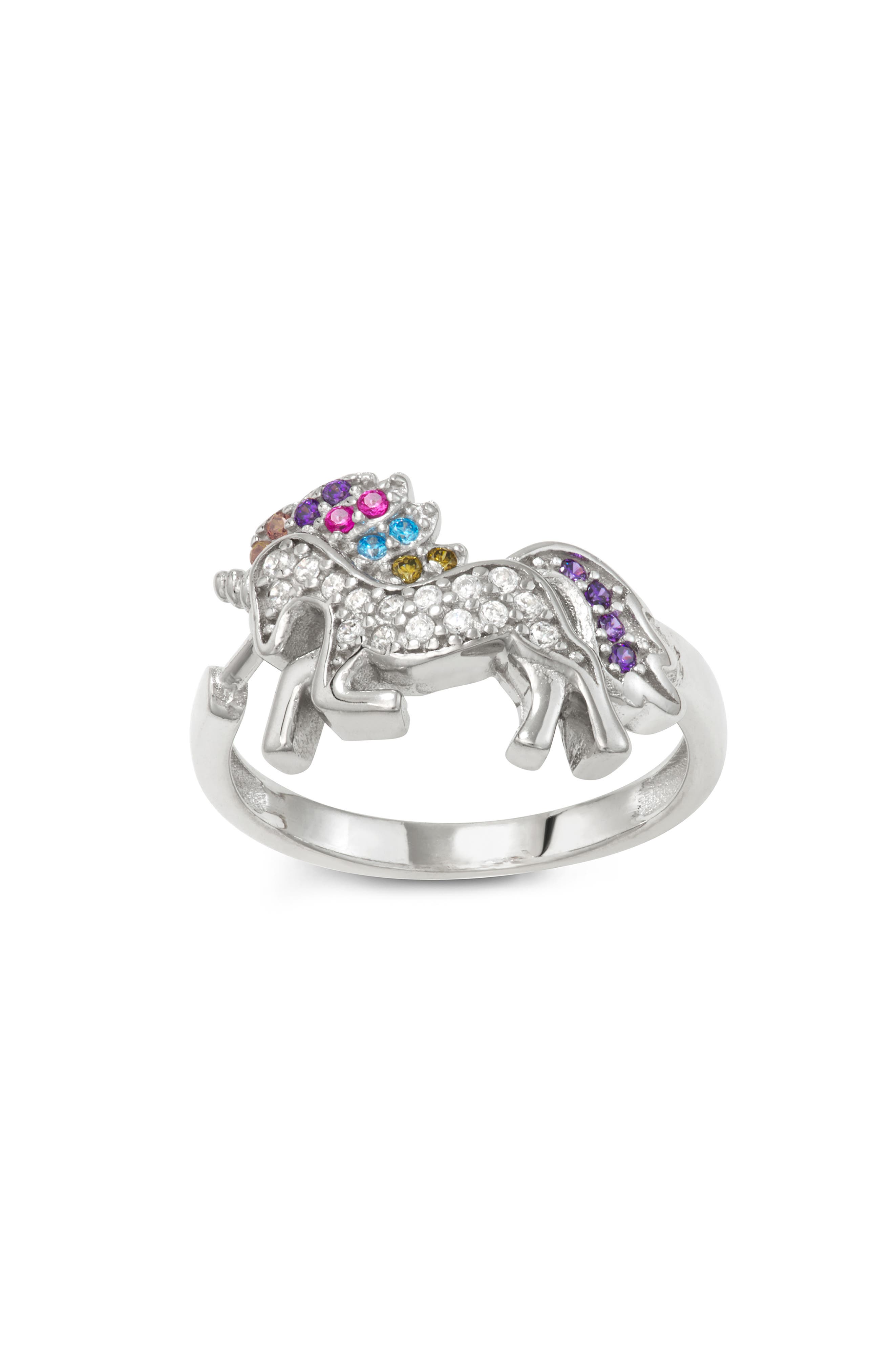 FZN Kids' Sterling Silver Cubic Zirconia Unicorn Ring