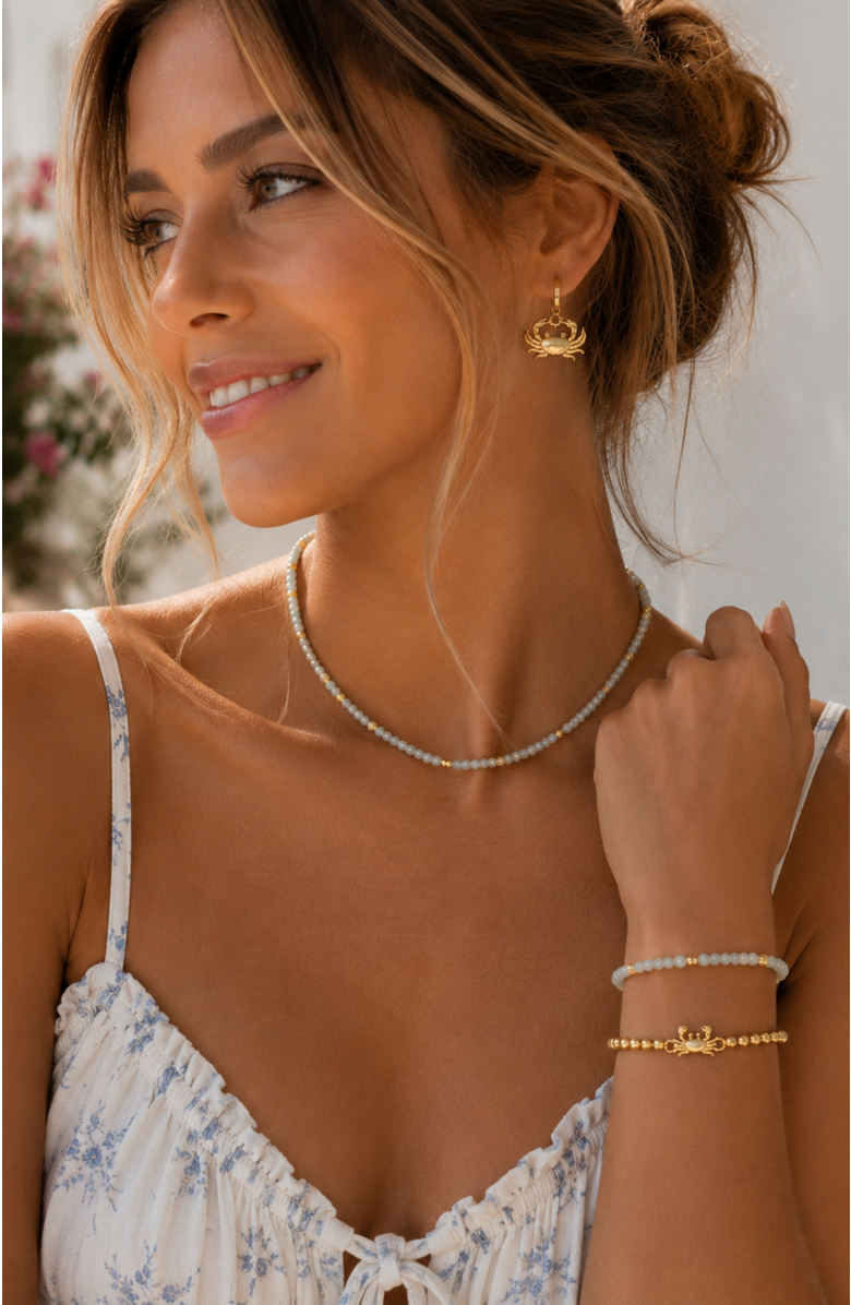 DLORIA Coastal Crab Huggie Dangle Earrings, Alternate, color, Gold