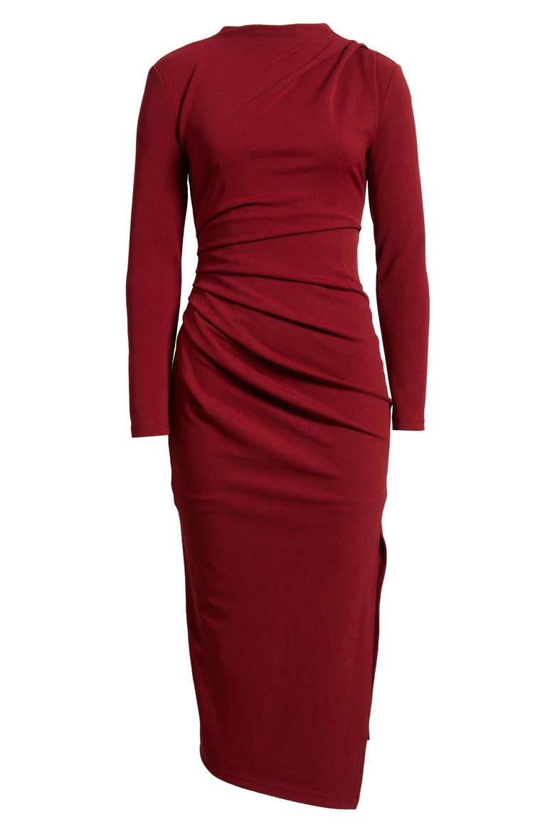 Stacey Long Sleeve Midi Dress, Alternate, color, BURGUNDY