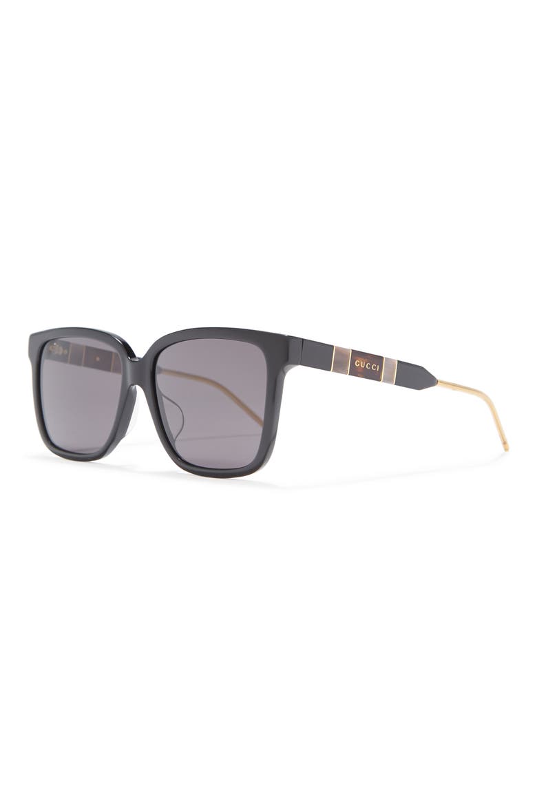 56mm Square Sunglasses, Alternate, color, BLACK