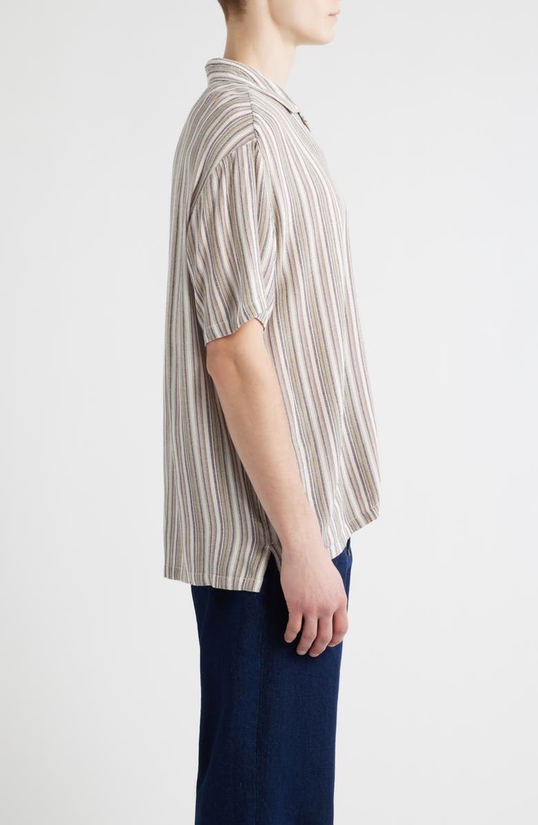 Brixton Bunker Twisted Stripe Camp Shirt, Alternate, color, Robust Red