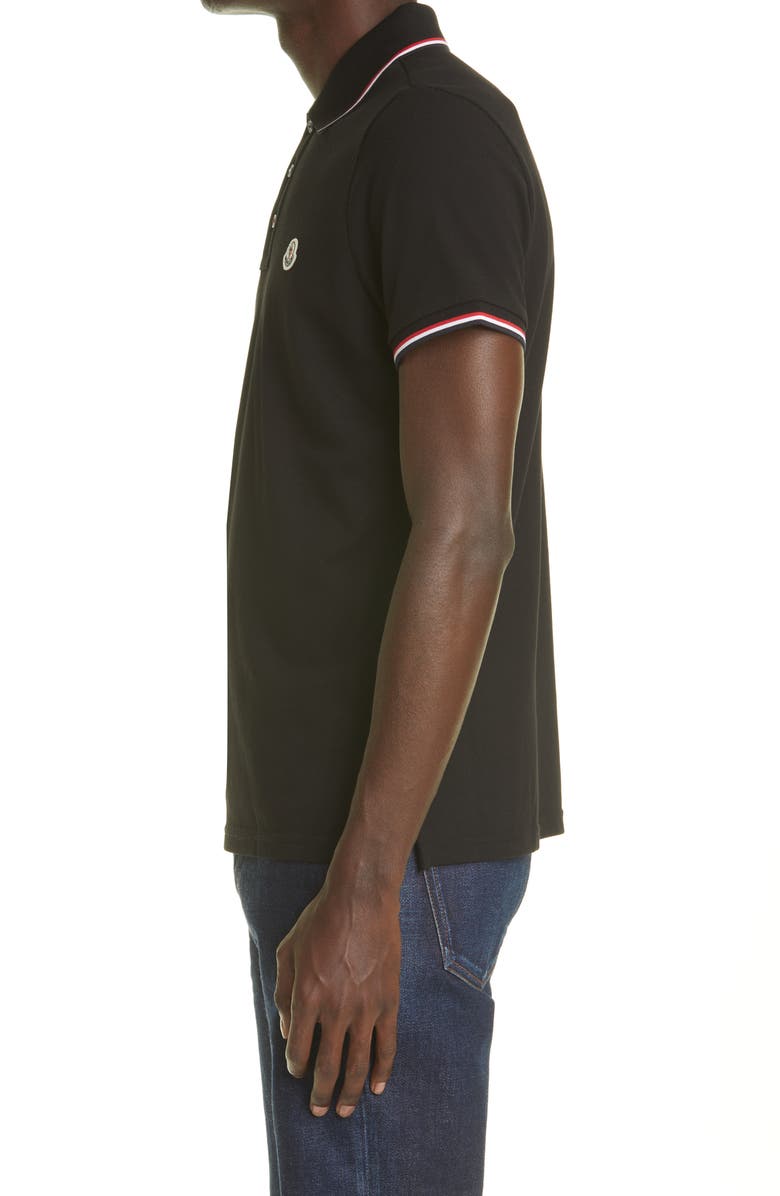 Moncler Logo Patch Tipped Cotton Piqué Polo, Alternate, color, 