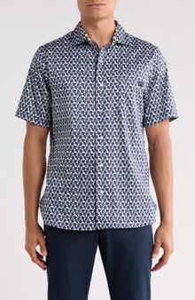 Geometric Print Stretch Cotton Shirt