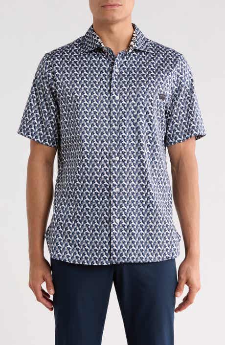 Geometric Print Stretch Cotton Shirt
