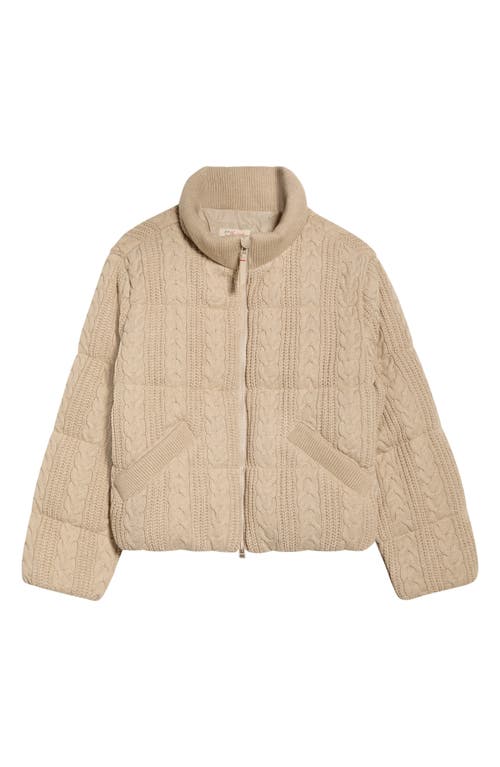 Marine Layer Alba Cable Cotton Blend Puffer Jacket In Brown
