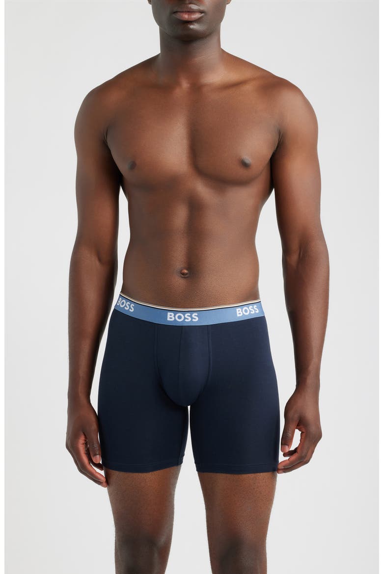 3-Pack Power Stretch Cotton Long Boxer Briefs, Main, color, NAVY