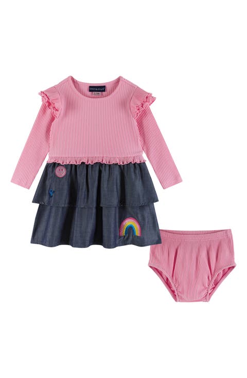 Rainbow Rib Dress & Bloomers (Baby)